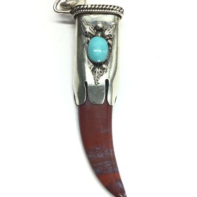 Native American turquoise and jasper pendant