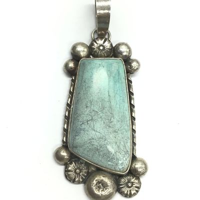 Damian Cotton Navajo turquoise pendant