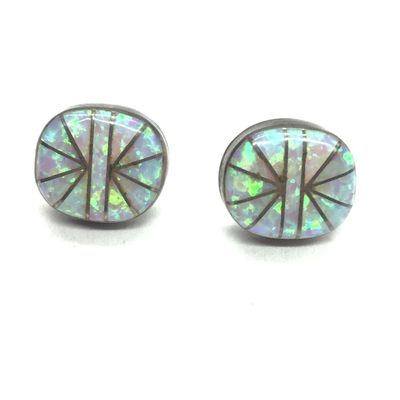 Native American opal inlay earrings