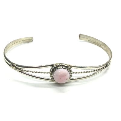 Esther White Navajo pink conch cuff bracelet