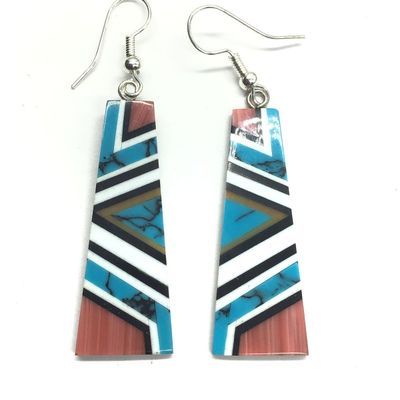 Zuni multi stone overlay earrings