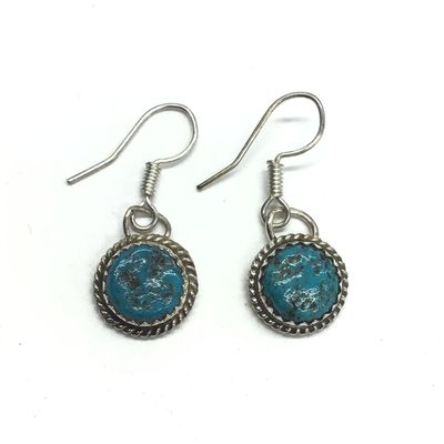 Esther White Navajo Kingman turquoise earrings