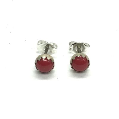 Linda Yazzie Navajo red coral earrings