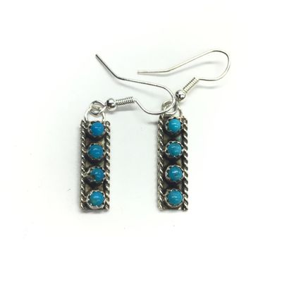 Esther White Navajo Kingman turquoise earrings