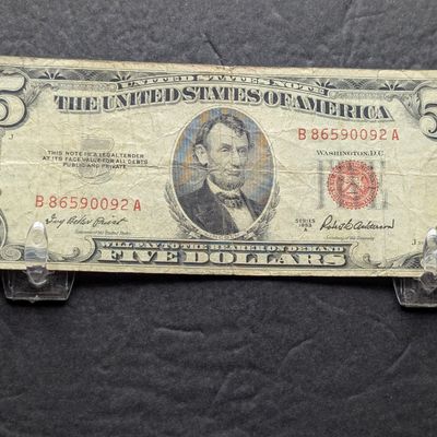 Sale Photo Thumbnail #179: 1953 A Series $5 RED SEAL Banknote