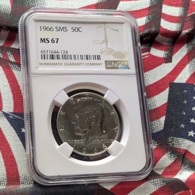 Sale Photo Thumbnail #373: 1966 SMS Kennedy 40% Silver Half Dollar - NGC MS67