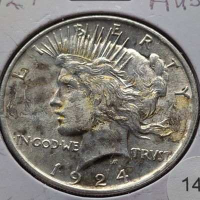 Sale Photo Thumbnail #190: 1924 Peace 90% Silver Dollar - AU