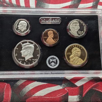 Sale Photo Thumbnail #386: 2014-S U.S. Mint Silver Proof Set in OGP, NO BOX - No Quarters - Includes (2) 90% Silver Coins