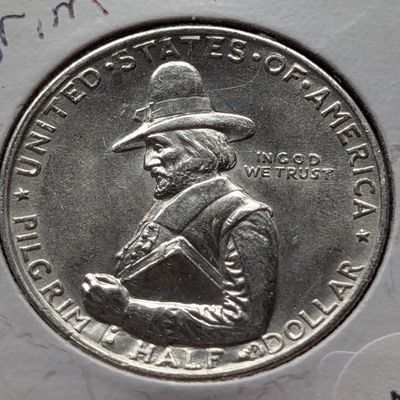 Sale Photo Thumbnail #192: 1920 Pilgrim Tercentenary Celebration Commemorative 90% Silver Half Dollar - BU