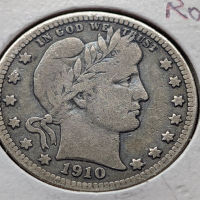 Sale Photo Thumbnail #212: 1910 Barber 90% Silver Quarter - VF Slightly Rotated