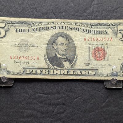 Sale Photo Thumbnail #87: 1963 Series $5 RED SEAL Banknote