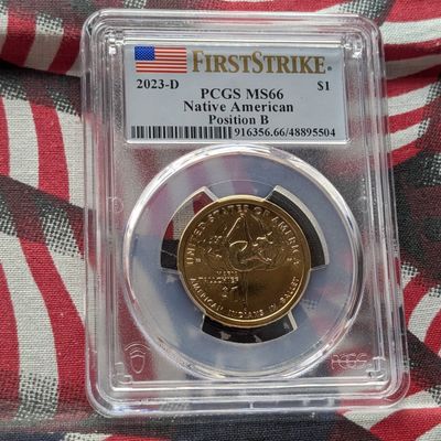Sale Photo Thumbnail #406: 2023-D Sacagawea Native American (Maria Tallchief) Dollar - PCGS MS66 Position B - First Strike