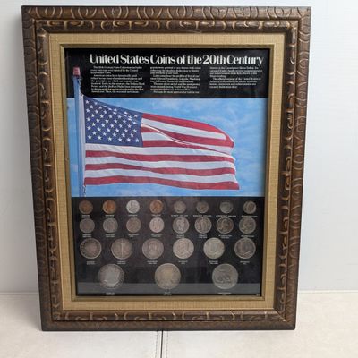 Sale Photo Thumbnail #149: United States 20th Century Coin Collection in Display Frame - (12) 90% Silver Coins, (1) 40% Silver Coin, & (1) 35% Silver Coin