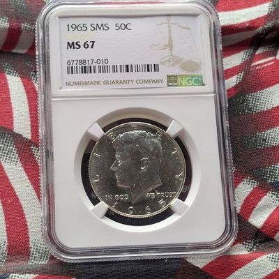 Sale Photo Thumbnail #115: 1965 SMS Kennedy 40% Silver Half Dollar - NGC MS67