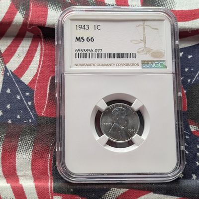 Sale Photo Thumbnail #72: 1943 Lincoln Steel Wheat Cent - NGC MS66