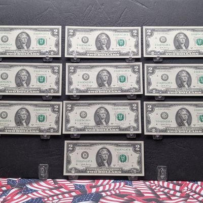 Sale Photo Thumbnail #393: (10) 2017 A Series $2 Notes w/ Consecutive Serial #'s - ALL UNC!