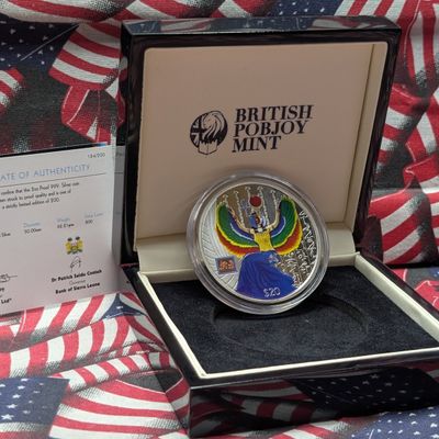 Sale Photo Thumbnail #53: 2 oz. .999 FINE SILVER 2023 Proof Republic of Sierra Leone $20 Egyptian God Isis Round - Limited Edition #184/200 - In Display Box w/ COA