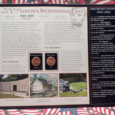 Sale Photo Thumbnail #414: 2009-P&D Lincoln Bicentennial (Formative Years) Cents in Info Display Card - UNC