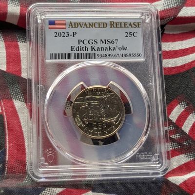 Sale Photo Thumbnail #427: 2023-D Edith Kanaka'ole Quarter In Incorrect 2023-P PCGS MS67 - Advanced Release, Grading Company Mislabeled