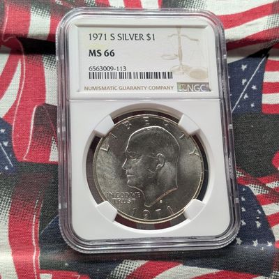 Sale Photo Thumbnail #223: 1971-S Eisenhower 40% Silver Dollar - NGC MS66