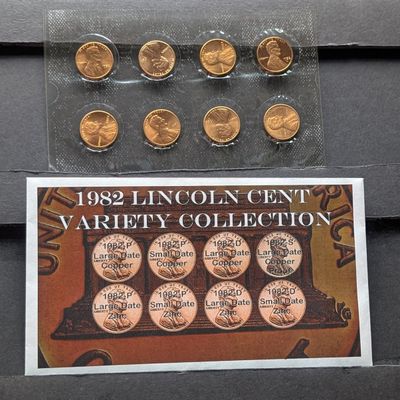 Sale Photo Thumbnail #163: 1982 Lincoln Cent Variety Collection - Copper, Zinc & Proof