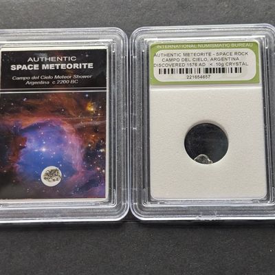 Sale Photo Thumbnail #129: Authentic Campo del Cielo Argentina Meteor Shower & Meteorite Space Rock (2 PCS) - Slabbed International Numismatic Bureau