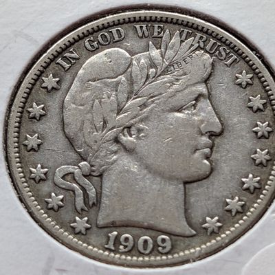 Sale Photo Thumbnail #202: 1909-S Barber 90% Silver Half Dollar - VF