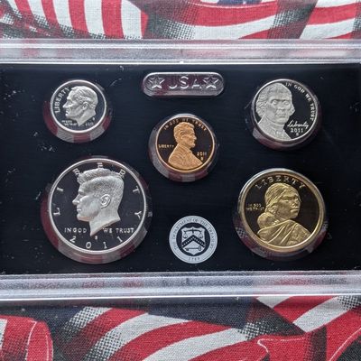 Sale Photo Thumbnail #338: 2011-S U.S. Mint Silver Proof Set in OGP, NO BOX - No Quarters - Includes (2) 90% Silver Coins