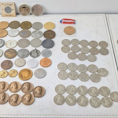 Sale Photo Thumbnail #98: Various Vintage Medals & Tokens - Including Transit, Civil war, Store, Gaming & Commem