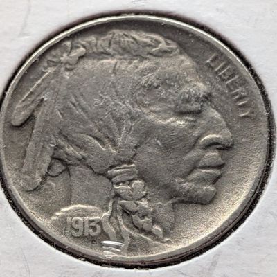 Sale Photo Thumbnail #224: 1913-D Type 1 Indian Head Buffalo Nickel - XF, Bold Date, Full Horn