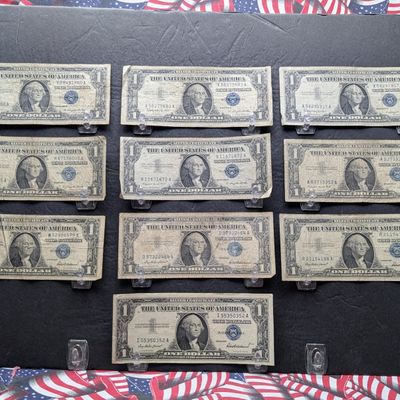 Sale Photo Thumbnail #108: (4) 1957, (3) 1957 A, & (3) 1957 B $1 Silver Certificates