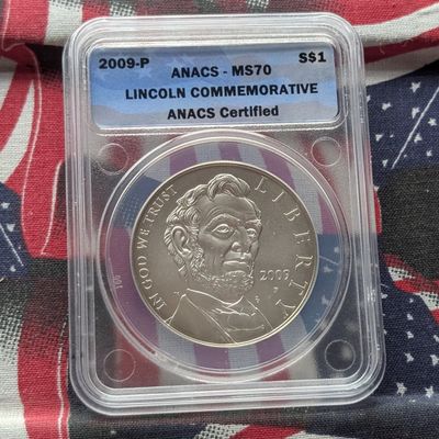 Sale Photo Thumbnail #350: 2009-P Abraham Lincoln Commemorative 90% Silver Dollar - ANACS Cert. MS70