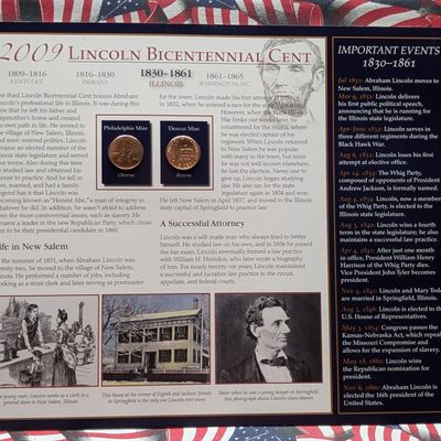 Sale Photo Thumbnail #369: 2009-P&D Lincoln Bicentennial (Professional Life) Cents in Info Display Card - UNC
