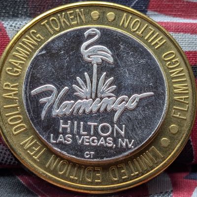 Sale Photo Thumbnail #247: Limited Edition .999 FINE SILVER (Center) Flamingo Hilton Casino $10 Gaming Token