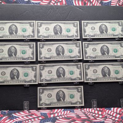 Sale Photo Thumbnail #57: (10) 2017 A Series $2 Notes w/ Consecutive Serial #'s - ALL UNC!
