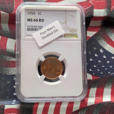 Sale Photo Thumbnail #37: 1955 Lincoln Wheat Cent - NGC MS66 RD - Poor Man's Doubled Die