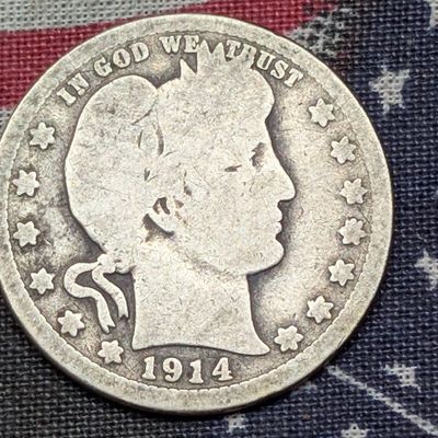 Sale Photo Thumbnail #257: 1914-D Barber 90% Silver Quarter