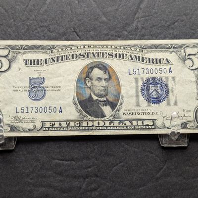 Sale Photo Thumbnail #277: 1934 C Series $5 Silver Certificate - VF