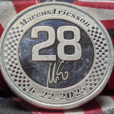 Sale Photo Thumbnail #63: 1 Troy Oz. .999 FINE SILVER Andretti Indycar - Marcus Ericsson #28 Designed Round