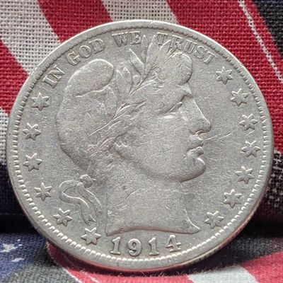 Sale Photo Thumbnail #130: 1914-S Barber 90% Silver Half Dollar - VF