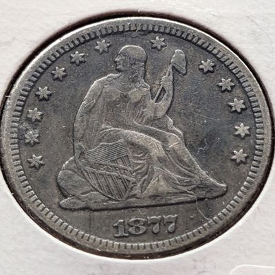Sale Photo Thumbnail #210: 1877-CC Seated Liberty 90% Silver Quarter - VF