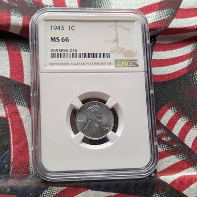 Sale Photo Thumbnail #382: 1943 Lincoln Steel Wheat Cent - NGC MS66