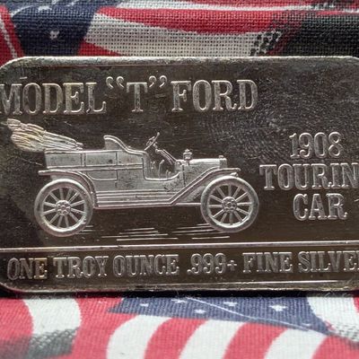 Sale Photo Thumbnail #325: 1 Troy Oz. .999 FINE SILVER Model "T" Ford 1908 Touring Car Designed Art Bar