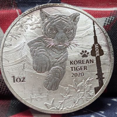 Sale Photo Thumbnail #318: 1 oz. .999 FINE SILVER 2020 Republic of Korea - Korean Tiger Designed Round