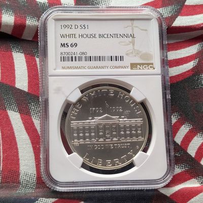 Sale Photo Thumbnail #91: 1992-D White House Bicentennial Commemorative 90% Silver Dollar - NGC MS69