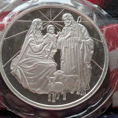 Sale Photo Thumbnail #370: 1 oz. .999 FINE SILVER Holy Manger Designed Round