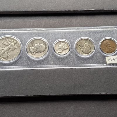 Sale Photo Thumbnail #256: 1944 United States Year Set - Includes (3) 90% Silver Coins & (1) 35% Silver Coin