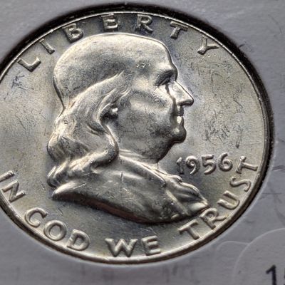 Sale Photo Thumbnail #208: 1956 Franklin 90% Silver Half Dollar - MS