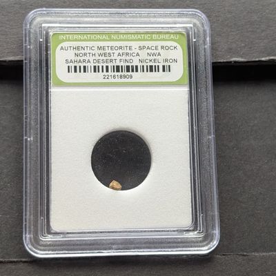 Sale Photo Thumbnail #291: Authentic Meteorite Space Rock - North West Africa - Sahara Desert Find - Nickel Iron - Slabbed International Numismatic Bureau