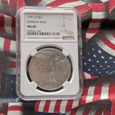 Sale Photo Thumbnail #42: 1991-D Korean War Memorial 90% Silver Dollar - NGC MS69